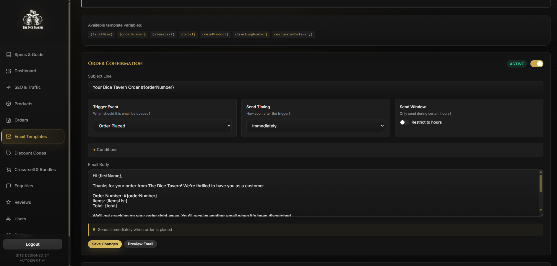 Email template editor